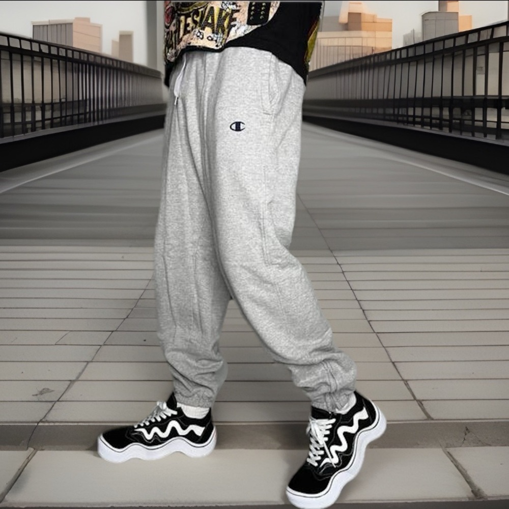 Champion Fleece Super Absorbent & Quick Dry Black C Logo Pocket Jogger TALL 6’2